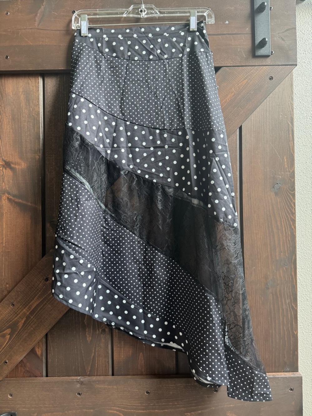 Black Polka Dot Asymmetrical Women's Skirt